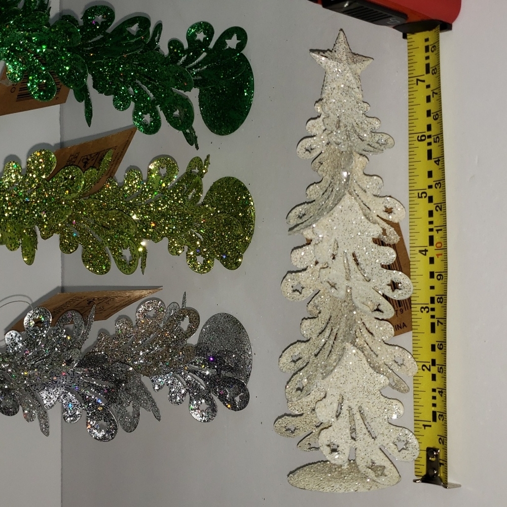NWT- Set of 4 Glitter Metal Christmas Trees, 7.5" each - Picture 4 of 4